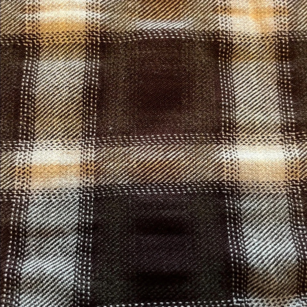 Plaid Fringe  Brown And Beige Fabric Yarn Approx. 1 Yarn 15” By 50” Width